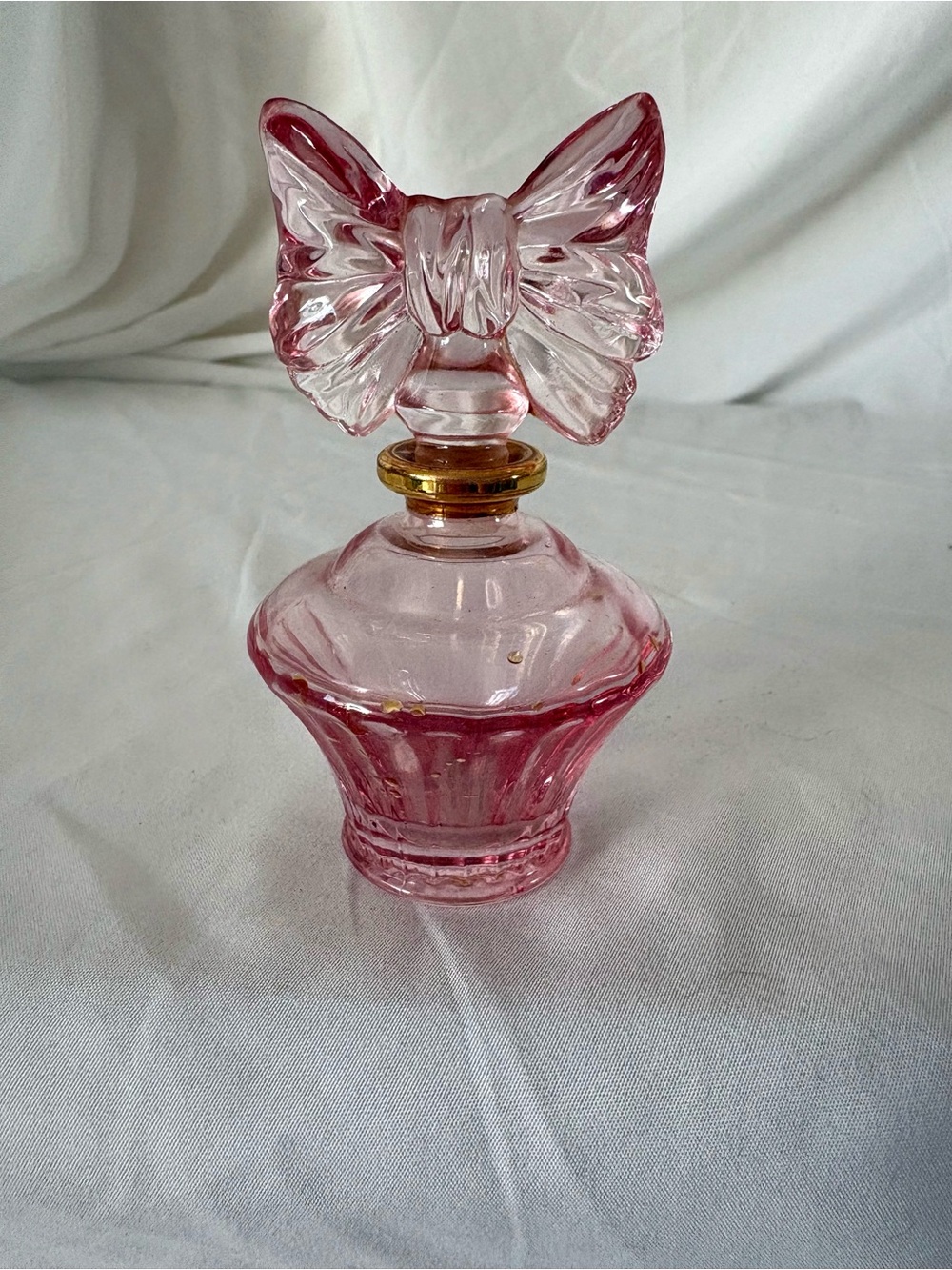 Vintage pink bow perfume bottle glass coquette home decor royal limited crystal - Picture 3 of 3
